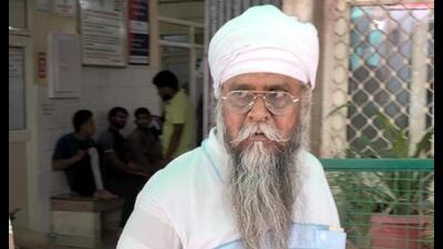Mangat Singh after he was produced in a court in Ghaziabad on Thursday. (Sakib Ali/HT)