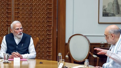 Prime Minister Narendra Modi and Union Home Minister Amit Shah during a meeting of Cabinet Committee on Security (CCS), in New Delhi on Wednesday. (ANI Photo) (Shrikant Singh/ANI) Prime Minister Narendra Modi and Union Home Minister Amit Shah during a meeting of Cabinet Committee on Security (CCS), in New Delhi on Wednesday. (ANI Photo) (Shrikant Singh/ANI)