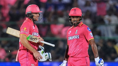 Rajasthan Royals' captain Sanju Samson and Jos Buttler between the wickets during the Indian Premier League (IPL) 2024 T20 cricket match (PTI) Rajasthan Royals' captain Sanju Samson and Jos Buttler between the wickets during the Indian Premier League (IPL) 2024 T20 cricket match (PTI)