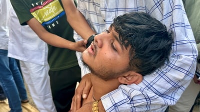A grief-stricken family member of Sumit Parmar and Yatish Parmar who were killed in Pahalgam terror attack, before their funeral in Bhavnagar, Thursday, April 24, 2025. (PTI) A grief-stricken family member of Sumit Parmar and Yatish Parmar who were killed in Pahalgam terror attack, before their funeral in Bhavnagar, Thursday, April 24, 2025. (PTI)