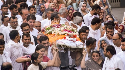 Family members and relatives attend the funeral of Shailesh Kalathiya, who was killed in Pahalgam terror attack, in Surat, Thursday, April 24, 2025. (PTI) Family members and relatives attend the funeral of Shailesh Kalathiya, who was killed in Pahalgam terror attack, in Surat, Thursday, April 24, 2025. (PTI)