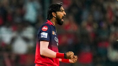 Krunal Pandya returned figures of 2-31 in his four overs, continuing his strong run of form by taking his first wickets at the Chinnaswamy this season. Krunal and Suyash Sharma used spin to pull RCB back into the contest after a firecracker start to the innings for RR. (PTI) Krunal Pandya returned figures of 2-31 in his four overs, continuing his strong run of form by taking his first wickets at the Chinnaswamy this season. Krunal and Suyash Sharma used spin to pull RCB back into the contest after a firecracker start to the innings for RR. (PTI)