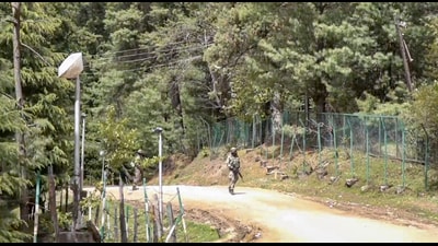 Security personnel during a search operation following a terror attack at Pahalgam, in Anantnag district, Jammu and Kashmir, Thursday, April 24. (PTI)