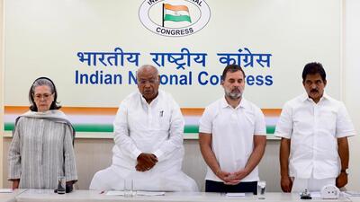 UPA chairperson Sonia Gandhi, Congress president Mallikarjun, Rahul Gandhi and KC Venugopal pay their condolences to the victims of the Pahalgam terror attack, in New Delhi on Thursday. (HT Photo) UPA chairperson Sonia Gandhi, Congress president Mallikarjun, Rahul Gandhi and KC Venugopal pay their condolences to the victims of the Pahalgam terror attack, in New Delhi on Thursday. (HT Photo)