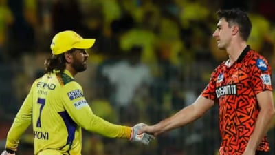 MS Dhoni with Pat Cummins during IPL 2024 (IPL) MS Dhoni with Pat Cummins during IPL 2024 (IPL)