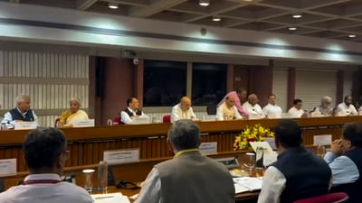 Defence minister Rajnath Singh with Union home minister Amit Shah, external affairs minister S Jaishankar, Union finance minister Nirmala Sitharaman, Union minister and BJP national president JP Nadda, Congress president Mallikarjun Kharge and LoP in the Lok Sabha and party leader Rahul Gandhi during an all-party meeting convened by the Centre on the Pahalgam terror attack, in New Delhi, Thursday, April 24, 2025. (PTI) Defence minister Rajnath Singh with Union home minister Amit Shah, external affairs minister S Jaishankar, Union finance minister Nirmala Sitharaman, Union minister and BJP national president JP Nadda, Congress president Mallikarjun Kharge and LoP in the Lok Sabha and party leader Rahul Gandhi during an all-party meeting convened by the Centre on the Pahalgam terror attack, in New Delhi, Thursday, April 24, 2025. (PTI)