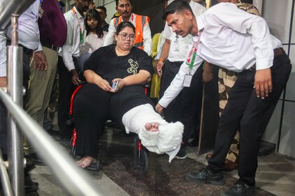 Injured daughter of Sushil Nathaniel, who was killed in the Pahalgam terror attack, upon arrival at the Indore airport, Wednesday, April 23, 2025. (PTI) Injured daughter of Sushil Nathaniel, who was killed in the Pahalgam terror attack, upon arrival at the Indore airport, Wednesday, April 23, 2025. (PTI)