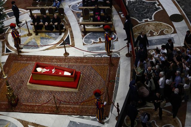 People queue to pay their respects to the late Pope Francis as he lies in state for three days at St Peter's Basilica at the Vatican in this picture dated April 23, 2025. (Cecilia Fabiano/LaPresse via AP) People queue to pay their respects to the late Pope Francis as he lies in state for three days at St Peter's Basilica at the Vatican in this picture dated April 23, 2025. (Cecilia Fabiano/LaPresse via AP)