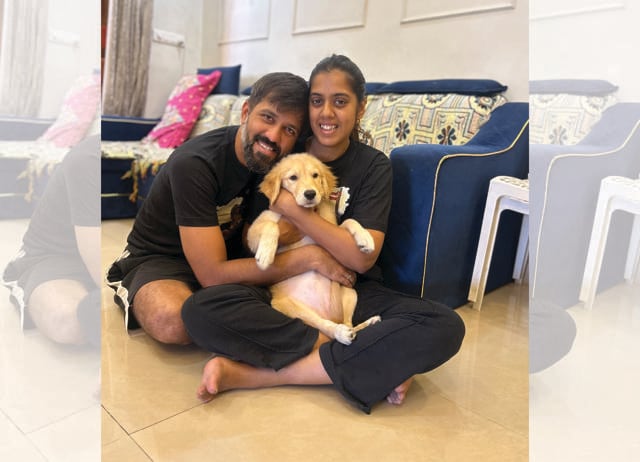 Kruti Doshi and Hardik Pasad split dog-care duties for Katoori. Kruti Doshi and Hardik Pasad split dog-care duties for Katoori.