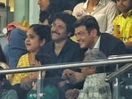 Ajith Kumar with Sivakarthiyan during the IPL match on Friday evening.