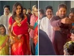 Sneha Reddy and Allu Arjun with their daughter, Arha, attend a wedding. Sneha Reddy and Allu Arjun with their daughter, Arha, attend a wedding.