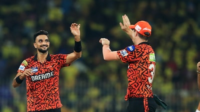 A late push from Deepak Hooda took CSK to 154 all out in 19.5 overs. Harshal Patel was the star with the ball for SRH and the player of the match, returning figures of 4/28. (ANI) A late push from Deepak Hooda took CSK to 154 all out in 19.5 overs. Harshal Patel was the star with the ball for SRH and the player of the match, returning figures of 4/28. (ANI)