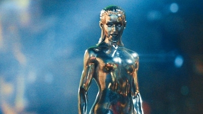 Julia Garner as Silver Surfer in The Fantastic Four: First Steps. Julia Garner as Silver Surfer in The Fantastic Four: First Steps.