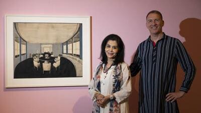 Mumbai, India - April 25, 2025: Curator Raffael Dedo Gadebusch and museum director Tasneem Zakaria Mehta? at ‘Eckart Muthesius and Manik Bagh, at Dr. Bhau Daji Lad Museum, at Byculla in Mumbai, India, on Friday, April 25, 2025. (Photo by Anshuman Poyrekar/ Hindustan Times) (Hindustan Times) Mumbai, India - April 25, 2025: Curator Raffael Dedo Gadebusch and museum director Tasneem Zakaria Mehta? at ‘Eckart Muthesius and Manik Bagh, at Dr. Bhau Daji Lad Museum, at Byculla in Mumbai, India, on Friday, April 25, 2025. (Photo by Anshuman Poyrekar/ Hindustan Times) (Hindustan Times)