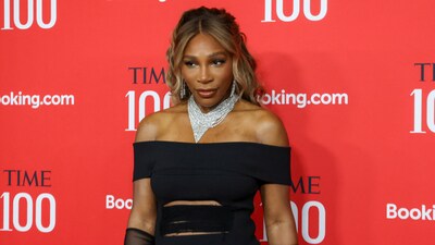 Serena Williams attended the 2025 TIME100 Gala wearing a stunning black midi dress with cut-out detailing by Stella McCartney, paired with De Beers jewellery and an Audemars Piguet watch. (REUTERS)