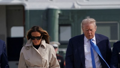 U.S. President Donald Trump and first lady Melania Trump walk from Marine One to board Air Force One as they depart for Rome, Italy to attend Pope Francis' funeral, at Joint Base Andrews in Maryland, U.S., April 25, 2025. REUTERS/Nathan Howard (REUTERS)