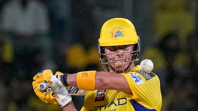 CSK brought in Dewald Brevis for this game in place and the young South African turned out to be a saviour for them. They lost a wicket off the very first ball and went on to lose three wickets in the powerplay. Brevis, however, was threatening to turn it around in favour of CSK. (PTI) CSK brought in Dewald Brevis for this game in place and the young South African turned out to be a saviour for them. They lost a wicket off the very first ball and went on to lose three wickets in the powerplay. Brevis, however, was threatening to turn it around in favour of CSK. (PTI)