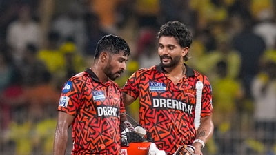 The pair put up an unbeaten stand of 49 off 31 balls. SRH have gone one place up to eighth with the victory but remain four points adrift of fourth place. CSK, meanwhile, remain bottom of the table with four points in nine matches. (PTI) The pair put up an unbeaten stand of 49 off 31 balls. SRH have gone one place up to eighth with the victory but remain four points adrift of fourth place. CSK, meanwhile, remain bottom of the table with four points in nine matches. (PTI)