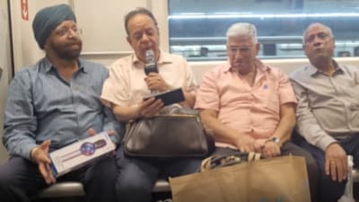Elderly men turned a metro coach into a karaoke session, sparking mixed reactions online. (Reddit/Upstairs-Bit6897) Elderly men turned a metro coach into a karaoke session, sparking mixed reactions online. (Reddit/Upstairs-Bit6897)