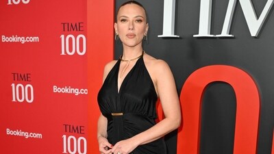 At Time100 Gala 2025, black dresses were a popular choice with Scarlett Johansson also opting for a slim fitting black halterneck dress. She tied her hair in a sleek top bun and accessorised with statement gold jewellery. (AFP) At Time100 Gala 2025, black dresses were a popular choice with Scarlett Johansson also opting for a slim fitting black halterneck dress. She tied her hair in a sleek top bun and accessorised with statement gold jewellery. (AFP)