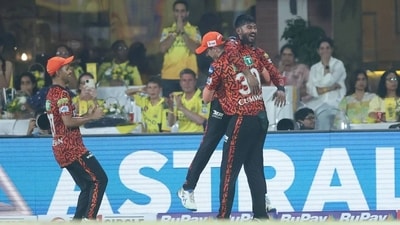 Brevis's charge however came to an abrupt end at 42 off 25 balls thanks to a screamer of a catch by Kamindu Mendis. (BCCI) Brevis's charge however came to an abrupt end at 42 off 25 balls thanks to a screamer of a catch by Kamindu Mendis. (BCCI)