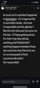 Farhan Saeed criticises Indian media in an Instagram post. Farhan Saeed criticises Indian media in an Instagram post.