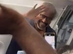 A fan posted a video on social media of Rajinikanth smiling wide as he greeted fans on a flight.