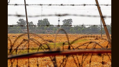 A view of the farm fields near the Attari-Wagah border crossing in Amritsar on Saturday. (Reuters) A view of the farm fields near the Attari-Wagah border crossing in Amritsar on Saturday. (Reuters)