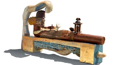 An artwork by Chander Prakash, which is displayed as part of the ongoing group exhibition in Delhi. An artwork by Chander Prakash, which is displayed as part of the ongoing group exhibition in Delhi.