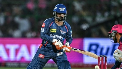 Dhruv Jurel (R) takes a catch to dismiss Lucknow Super Giants' captain Rishabh Pant (L) during the Indian Premier League (IPL) (AFP) Dhruv Jurel (R) takes a catch to dismiss Lucknow Super Giants' captain Rishabh Pant (L) during the Indian Premier League (IPL) (AFP)