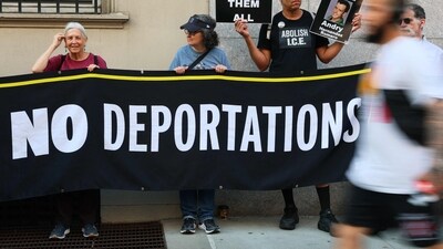 Demonstrators gather to protest against the deportation of immigrants to El Salvador. (Representational Image - AFP) Demonstrators gather to protest against the deportation of immigrants to El Salvador. (Representational Image - AFP)