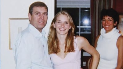 Virginia Giuffre, Prince Andrew and Ghislaine Maxwell posing for a photo. Virginia Giuffre, who accused disgraced US financier Jeffrey Epstein and Britain's Prince Andrew of sexual abuse, has taken her own life at her home in Australia, her family said on April 26, 2025. (AFP) Virginia Giuffre, Prince Andrew and Ghislaine Maxwell posing for a photo. Virginia Giuffre, who accused disgraced US financier Jeffrey Epstein and Britain's Prince Andrew of sexual abuse, has taken her own life at her home in Australia, her family said on April 26, 2025. (AFP)