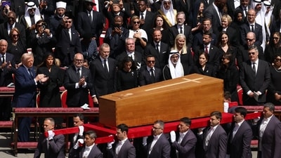 Global leaders paid tribute and sought to associate themselves with the legacy of the late Pope Francis, highlighting his role in key global conflicts at a time of heightened geopolitical tensions. (Bloomberg) Global leaders paid tribute and sought to associate themselves with the legacy of the late Pope Francis, highlighting his role in key global conflicts at a time of heightened geopolitical tensions. (Bloomberg)