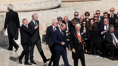 Britain's Prince William and UK prime minister Keir Starmer attend the ceremony on the behalf of King Charles. REUTERS/Remo Casilli (REUTERS)