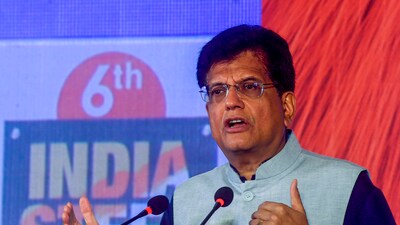 Union minister Piyush Goyal addresses at 6th edition of India Steel 2025, an International Exhibition Cum Conference on the Steel Industry, in Mumbai, Friday, April 25, 2025. (PTI) Union minister Piyush Goyal addresses at 6th edition of India Steel 2025, an International Exhibition Cum Conference on the Steel Industry, in Mumbai, Friday, April 25, 2025. (PTI)