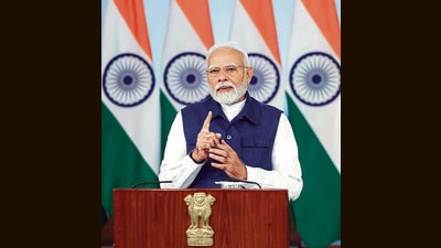 Prime Minister Narendra Modi speaks during the distribution of more than 51,000 appointment letters to newly appointed youth in various Government departments and organisations through video conferencing, in New Delhi on Saturday. (DPR PMO) Prime Minister Narendra Modi speaks during the distribution of more than 51,000 appointment letters to newly appointed youth in various Government departments and organisations through video conferencing, in New Delhi on Saturday. (DPR PMO)