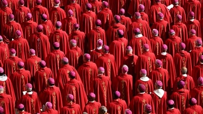 Cardinals syand during late Pope Francis' funeral ceremony at St Peter's Square at the Vatican on April 26, 2025. (AFP)
