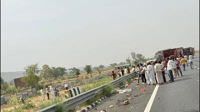 The driver of the pickup van fled leaving the vehicle at the spot on the Delhi-Mumbai Expressway near Ibrahim Bas village in Firozpur Jhirka, police said. The driver of the pickup van fled leaving the vehicle at the spot on the Delhi-Mumbai Expressway near Ibrahim Bas village in Firozpur Jhirka, police said.