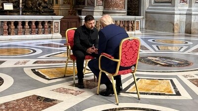 US President Donald Trump met with his Ukrainian counterpart, Volodymyr Zelensky, at the Vatican on Saturday. (Ukrainian Presidency) US President Donald Trump met with his Ukrainian counterpart, Volodymyr Zelensky, at the Vatican on Saturday. (Ukrainian Presidency)