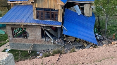 The house of a terror suspect was demolished by security forces in Shopian, J&K. The house of a terror suspect was demolished by security forces in Shopian, J&K.