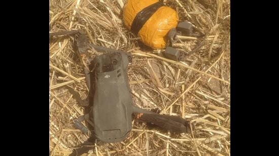 The drone and heroin seized by BSF.