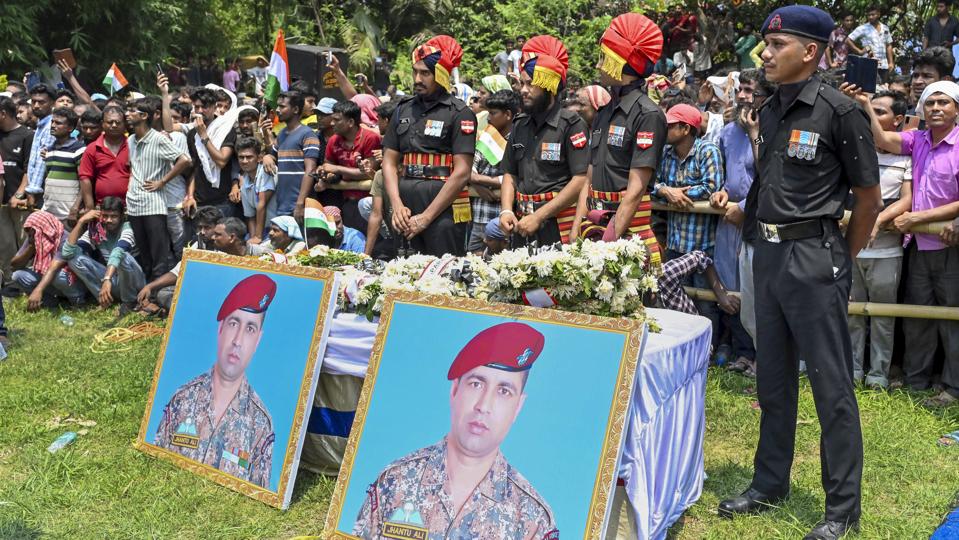 A commemoration for Jhantu Ali Sheikh, native village Patharghata of West Bengal’s Nadia district, who was killed in an encounter in Jammu and Kashmir (PTI) A commemoration for Jhantu Ali Sheikh, native village Patharghata of West Bengal’s Nadia district, who was killed in an encounter in Jammu and Kashmir (PTI)