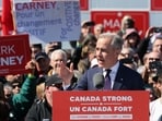 Mark Carney addresses a campaign rally ahead of voting beginning in the Canadian elections as he seeks a second term as Prime Minister. Mark Carney addresses a campaign rally ahead of voting beginning in the Canadian elections as he seeks a second term as Prime Minister.