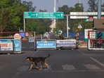 BSF soldiers stand behind barricades at the Attari-Wagah border crossing near Amritsar.
