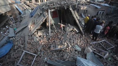 House of terrorist Ahsan Ul Haq Sheikh, destroyed in Murran village of Pulwama, south of Srinagar, on Saturday. (Waseem Andrabi /Hindustan Times) House of terrorist Ahsan Ul Haq Sheikh, destroyed in Murran village of Pulwama, south of Srinagar, on Saturday. (Waseem Andrabi /Hindustan Times)