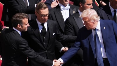 What did Donald Trump say during handshake with Emmanuel Macron at Pope's funeral? (2025.AP/PTI) (AP04_26_2025_000170B) (AP) What did Donald Trump say during handshake with Emmanuel Macron at Pope's funeral? (2025.AP/PTI) (AP04_26_2025_000170B) (AP)