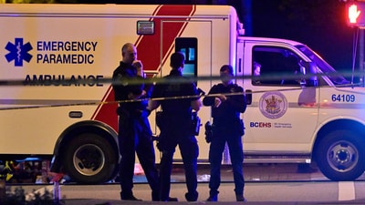 An ambulance is parked at the site of the Lapu Lapu day block party following the tragic incident. Meanwhile, Steve Rai, Vancouver Police interim chief,&nbsp;refused to provide the specific number of victims, claiming that it would be "unfair" to do so while families are still being notified. (REUTERS)
