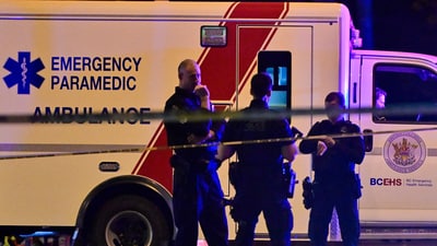 An ambulance is parked at the site of the Lapu Lapu day block party, where a vehicle drove into a crowd killing several people in Vancouver, British Columbia, Canada April 26, 2025 (REUTERS/Jennifer Gauthier) (REUTERS)