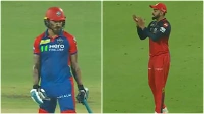 Virat Kohli (R) plots Faf du Plessis' dismissal (X)