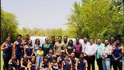 Olympians Dola Banerjee (4th from L) and brother Rahul (7th from L) pose after the launching of their archery academy in the Jawaharlal Nehru Stadium on Sunday. Archery couple Atanu Das and Deepika Kumari, trainees and officials are also present. (HT Photo) Olympians Dola Banerjee (4th from L) and brother Rahul (7th from L) pose after the launching of their archery academy in the Jawaharlal Nehru Stadium on Sunday. Archery couple Atanu Das and Deepika Kumari, trainees and officials are also present. (HT Photo)
